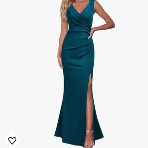 WOOSEA Women Sleeveless V Neck Split Evening Cocktail Long Dress
